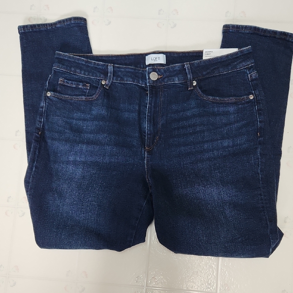 LOFT Dark Blue Skinny Curvy Jeans NWT - Picture 4 of 7